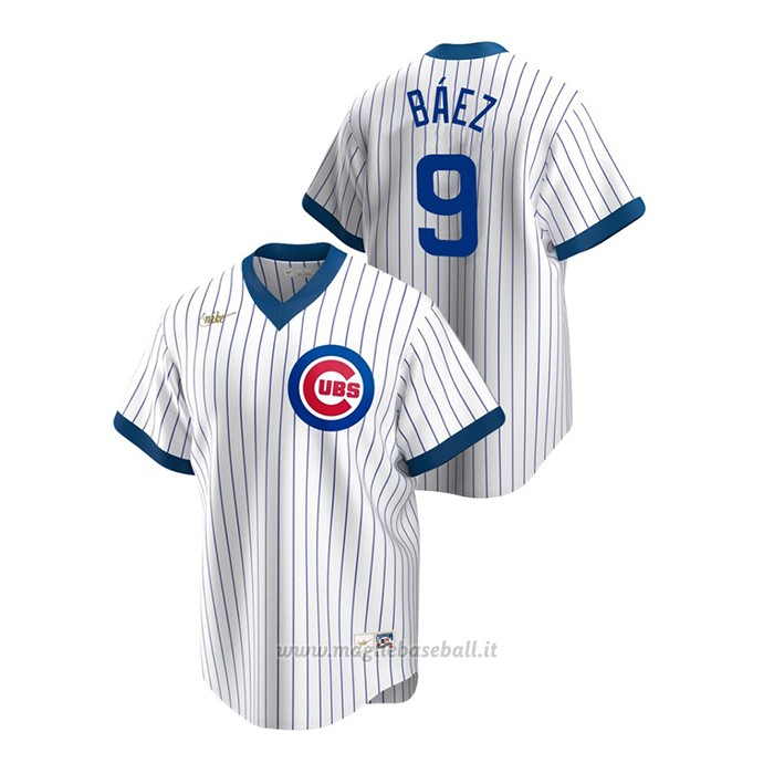 Maglia Baseball Uomo Chicago Cubs Javier Baez Cooperstown Collection Primera Bianco